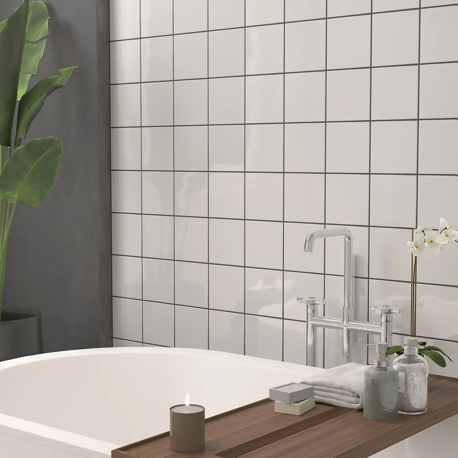 None Plain White Ceramic Wall Tile 150 X 150mm - Image 3