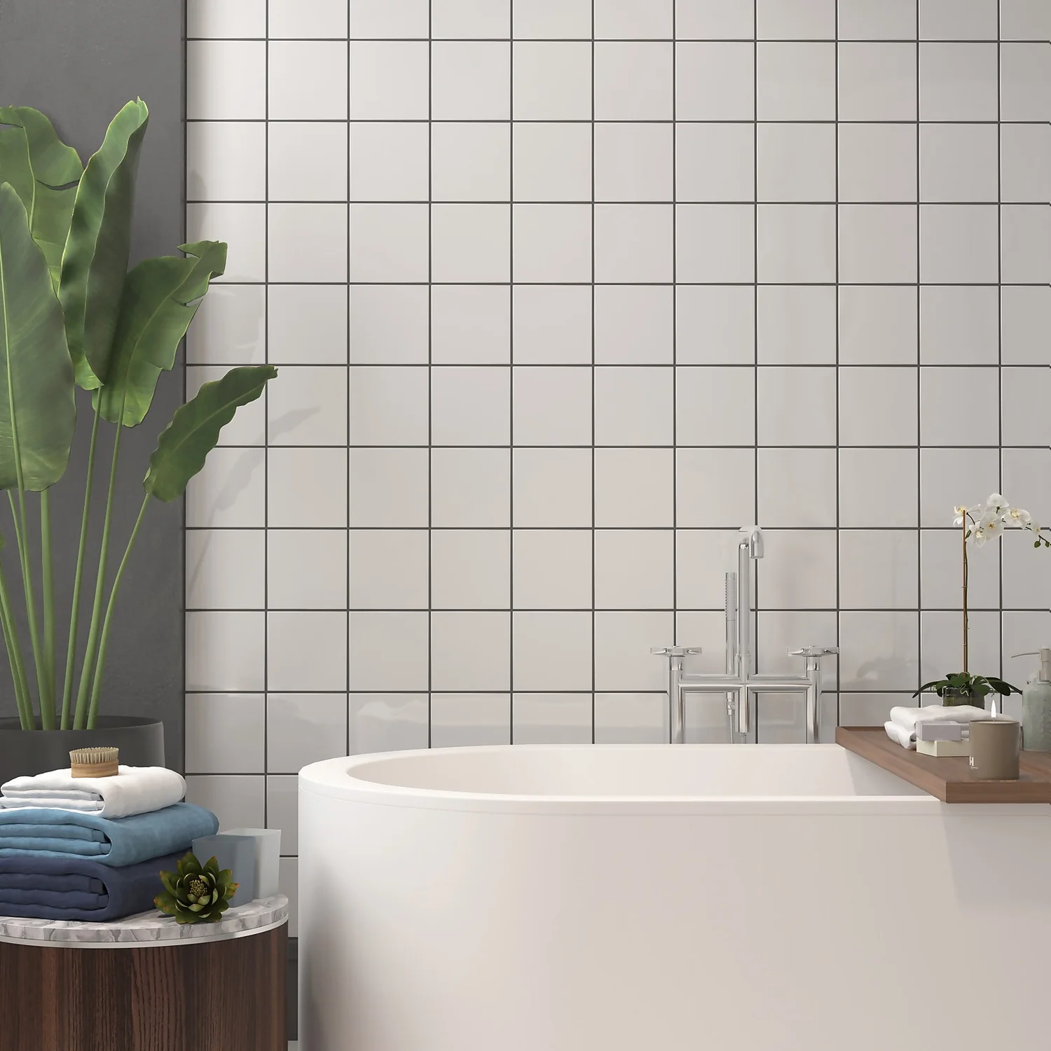 None Plain White Ceramic Wall Tile 150 X 150mm - Image 4