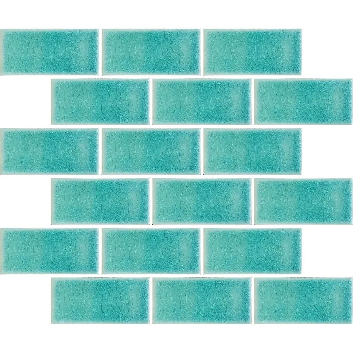 House Of Mosaics Teal Crackle Midi Metro Mosaic Tile - 295 X 288mm - Image 2