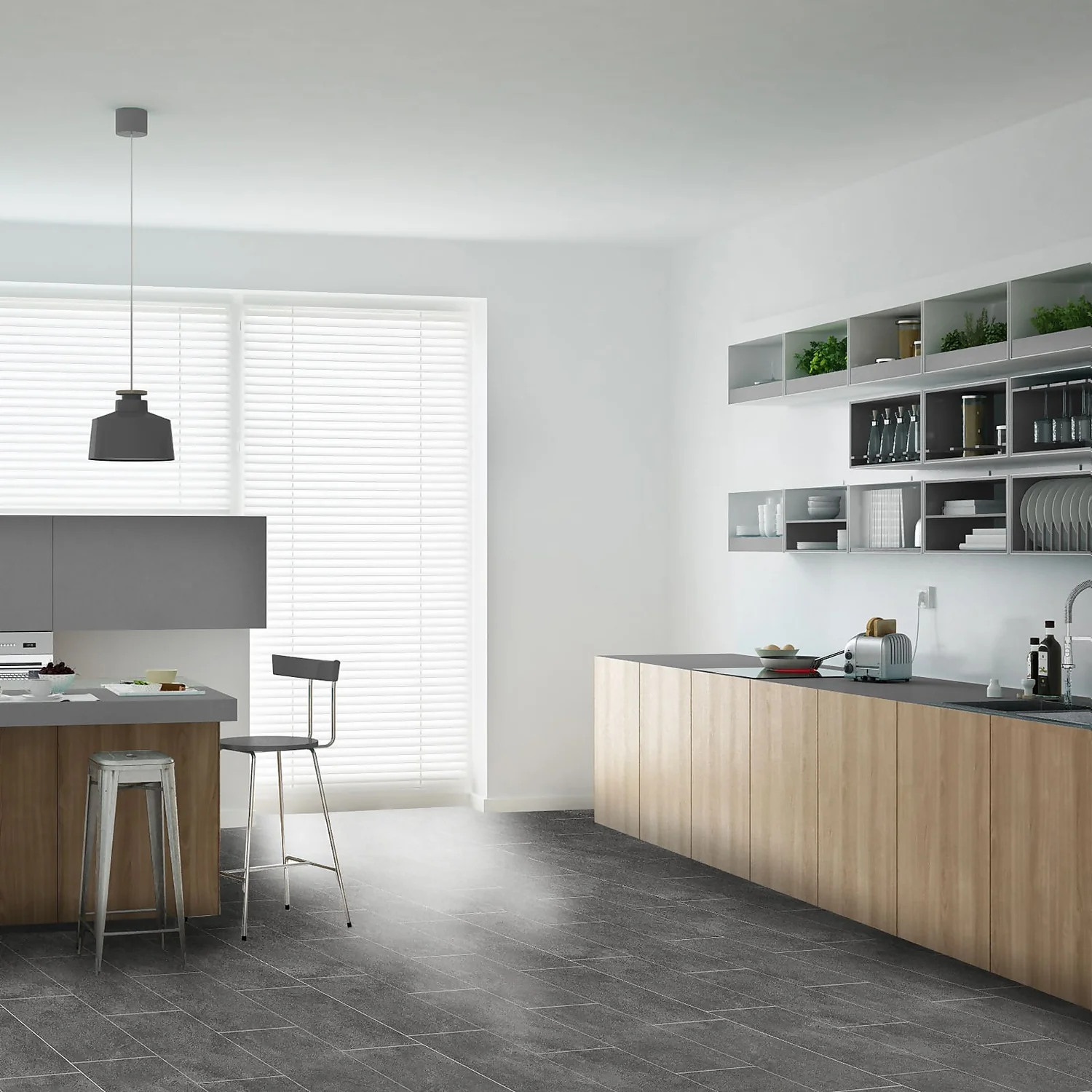 None Nicole Slate Vinyl Sheet Flooring - 3x2m Roll - Image 3