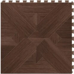 Perfection Floor Tile Bordeaux Wood Collection Bordeaux Walnut/Satin 20-in X 20-in Water Resistant Interlocking Luxury Flooring (16.7-sq Ft)