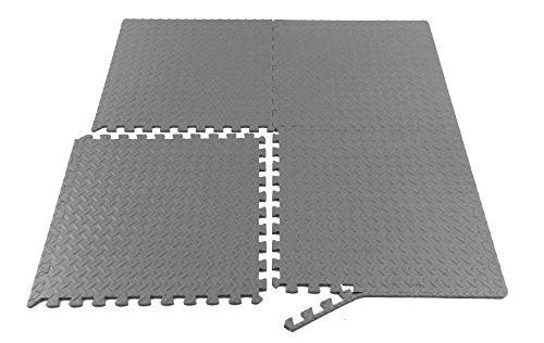 Puzzle Exercise Mat EVA Foam Interlocking Tiles 24 Square Feet Grey - Image 3