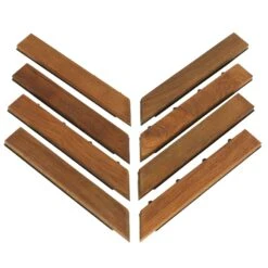 Bare Decor EZ-Floor Corner Trim Piece Interlocking Flooring In Solid Teak Wood (Set Of 8), Oiled Finish