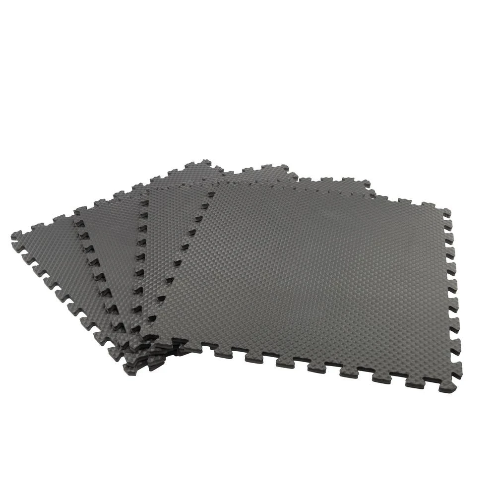 TrafficMASTER Black/Gray 24 In. X 24 In. X 0.47 In. Dual Sided Gym Floor (4-Pack)