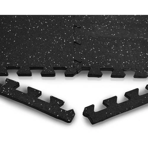 Sivan Health And Fitness High Density, Soft Rubber Interlocking Gym Tiles (Black Fleck, 6 Tiles) - Image 4