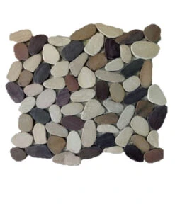 12 In. X 12 In. Tan, Brown And Cherry Honed Sliced Pebble Floor And Wall Tile (5.0 Sq. Ft. / Case)