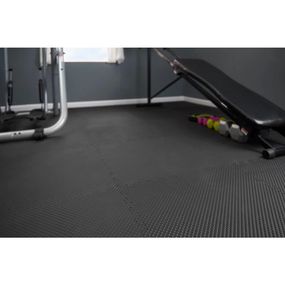 TrafficMASTER Black/Gray 24 In. X 24 In. X 0.47 In. Dual Sided Gym Floor (4-Pack) - Image 2
