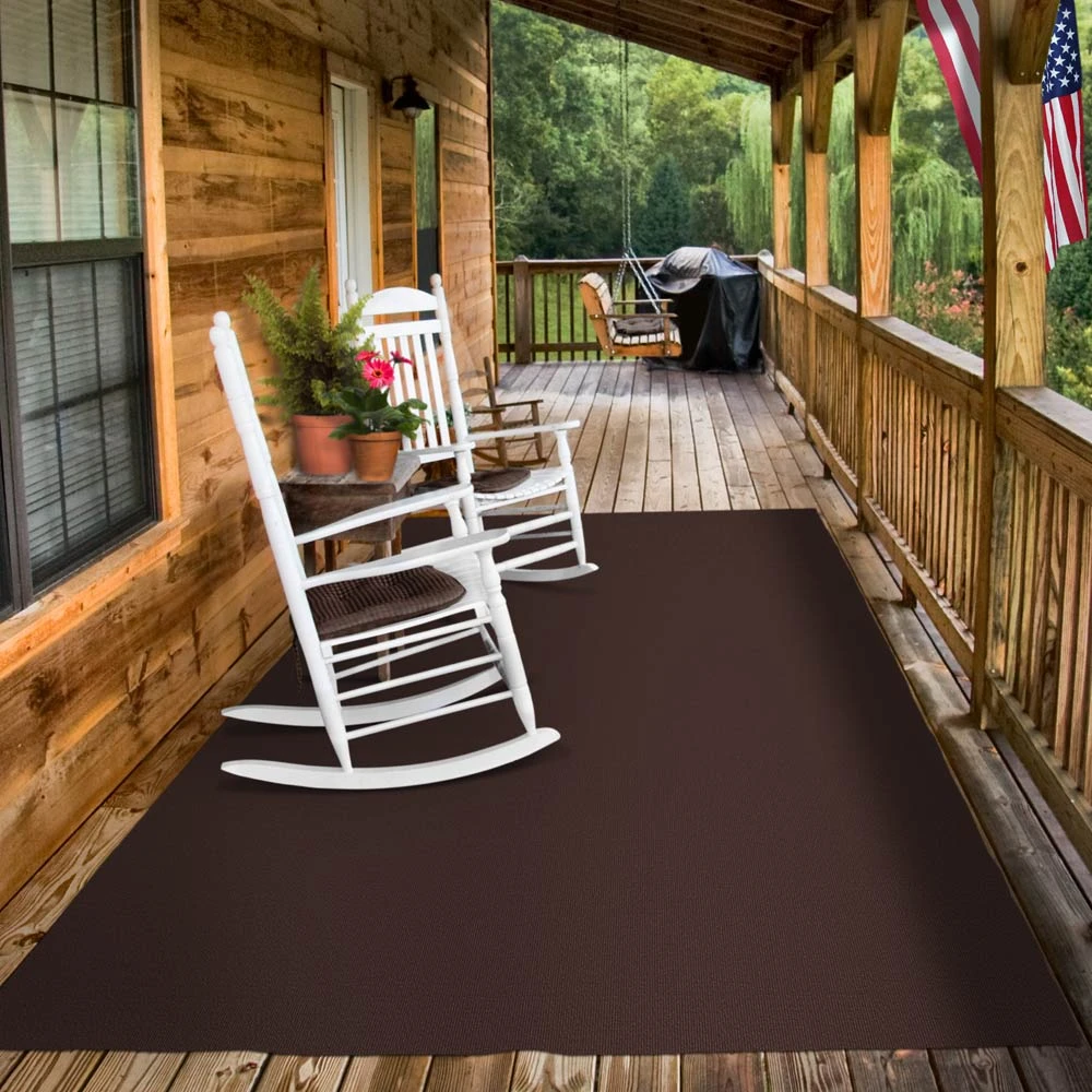 Indoor/Outdoor Carpet With Rubber Marine Backing - Dark Brown 6' X 10' - Several Sizes Available - Carpet Flooring For Patio, Porch, Deck, Boat, Basement Or Garage - Image 4