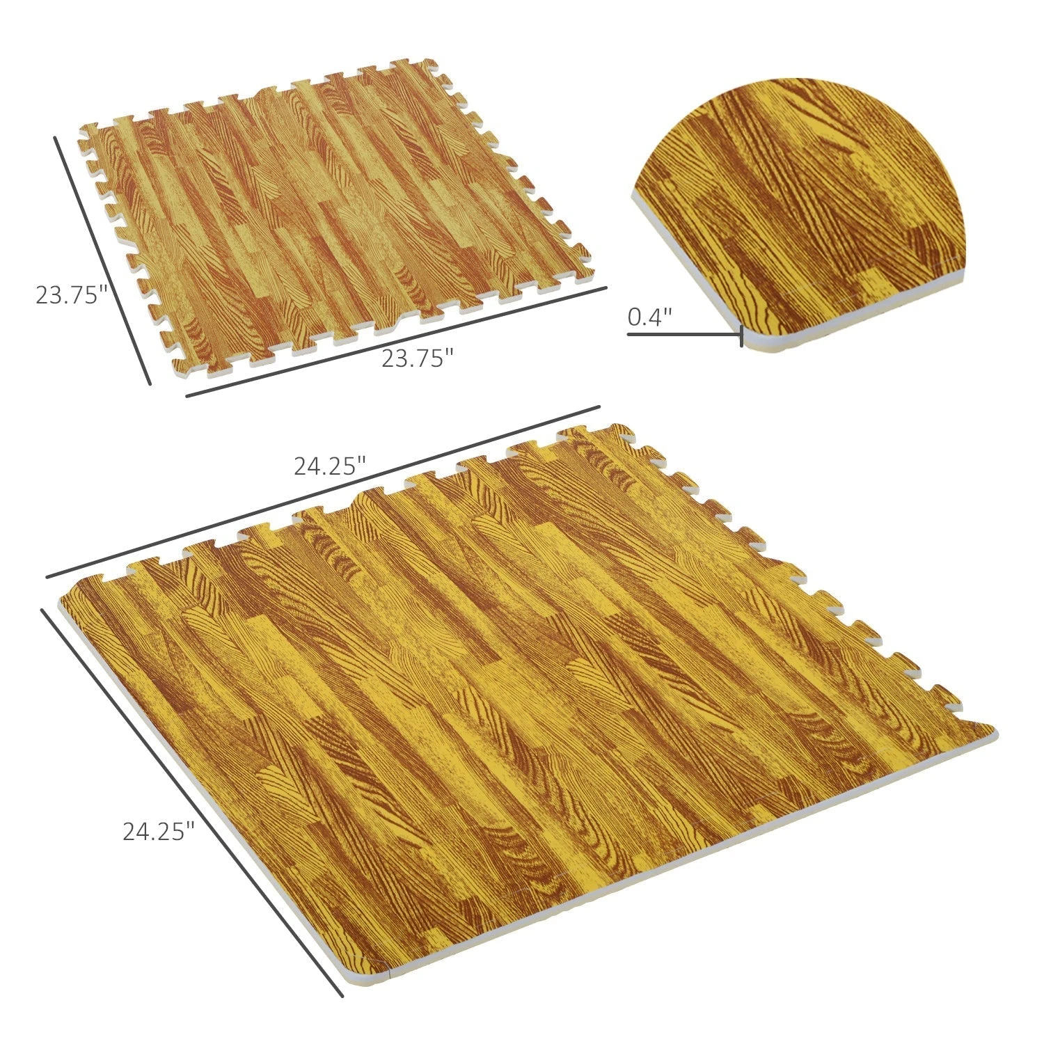 HOMCOM Soozier 18 Piece 24" X 24" High-Density Anti-Slip Water Resistant Interlocking Foam Floor Tile Mats 72Sqft - Image 7