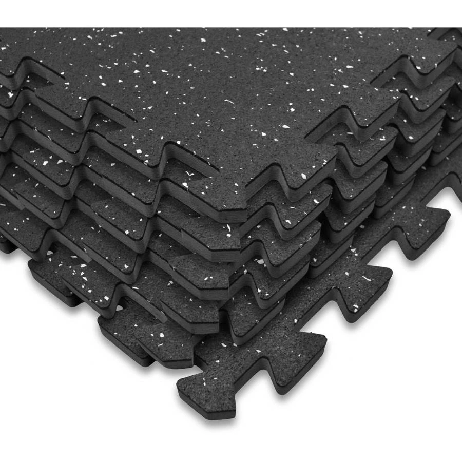 Sivan Health And Fitness High Density, Soft Rubber Interlocking Gym Tiles (Black Fleck, 6 Tiles) - Image 2