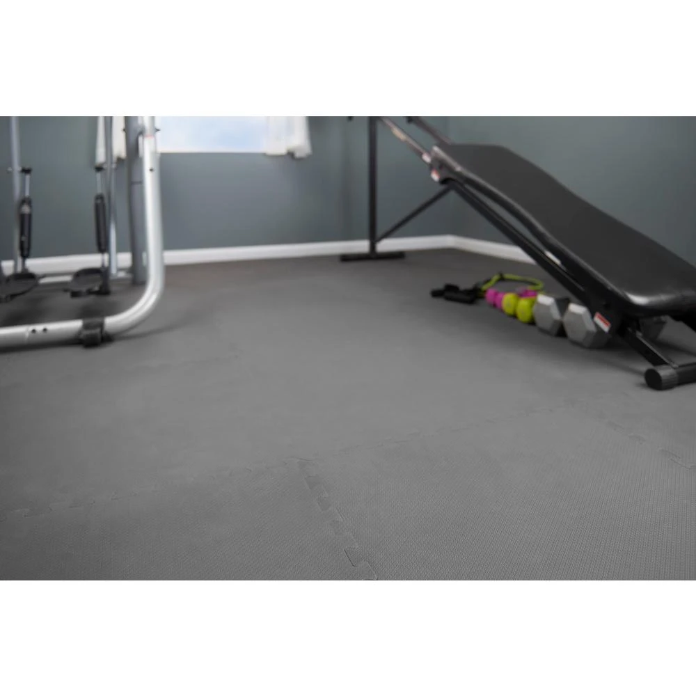 TrafficMASTER Black/Gray 24 In. X 24 In. X 0.47 In. Dual Sided Gym Floor (4-Pack) - Image 6