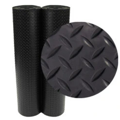 Rubber-Cal "Diamond-Plate" Rubber Flooring Rolls - 3 Mm X 4 Ft X 4 Ft Rolls - Black