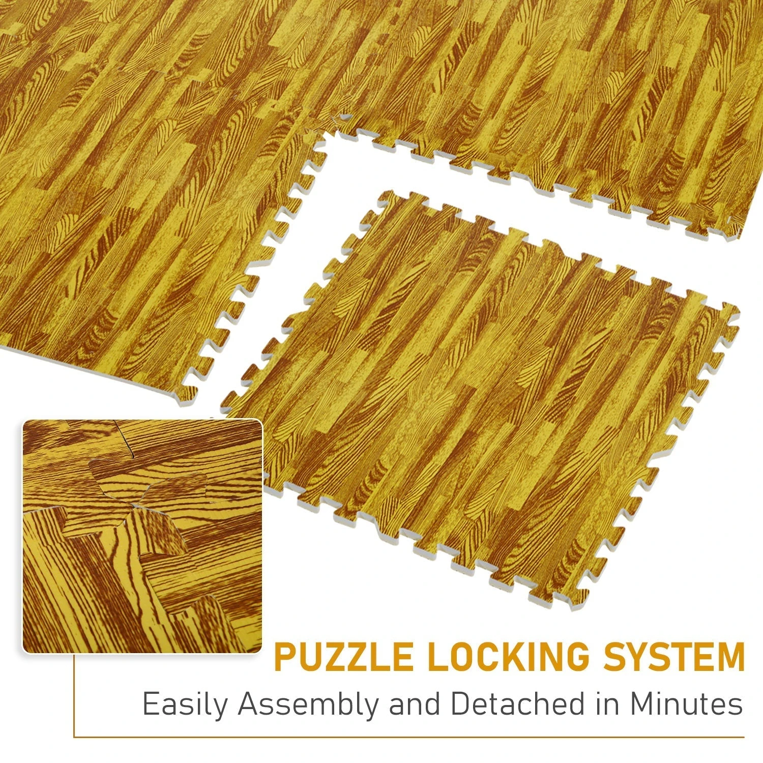 HOMCOM Soozier 18 Piece 24" X 24" High-Density Anti-Slip Water Resistant Interlocking Foam Floor Tile Mats 72Sqft - Image 3